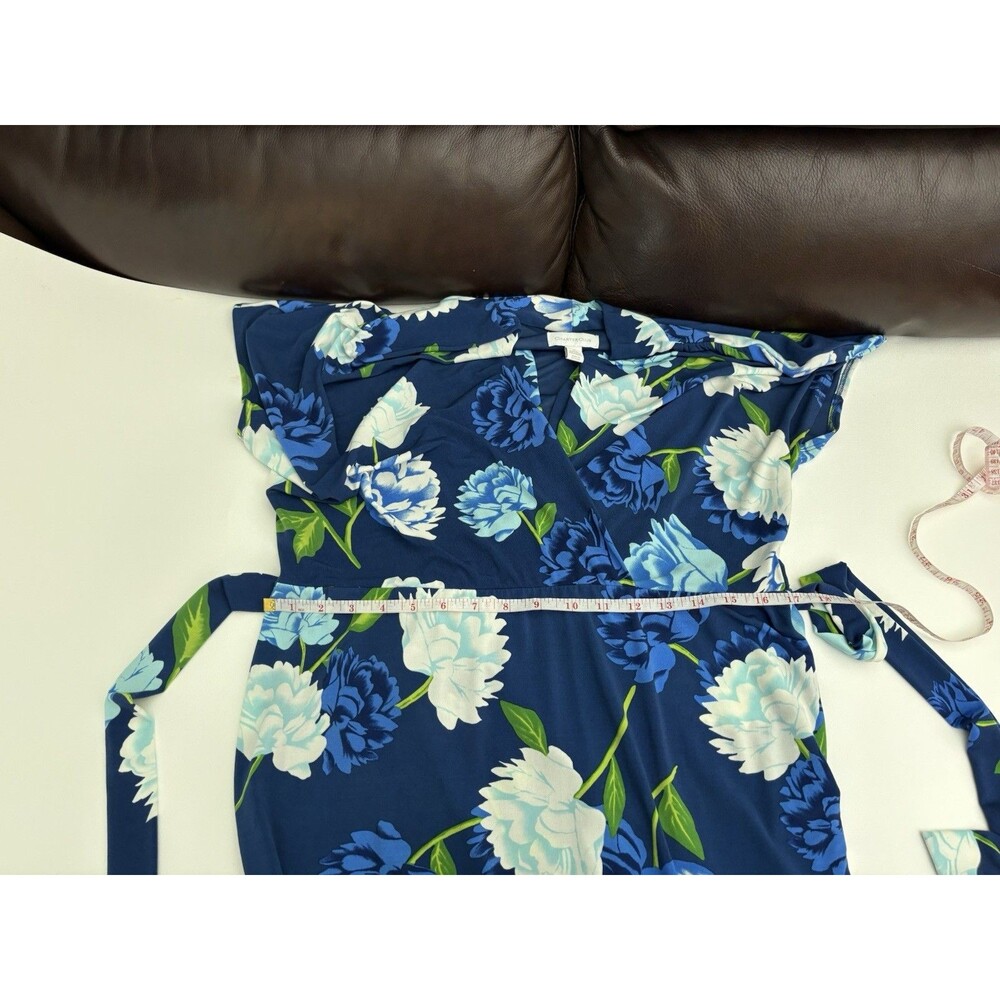 Charter Club Women’s Dress Floral XL Short Sleeve With Belt Surplice Neck - Picture 6 of 14